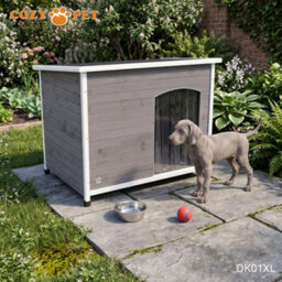Dog Kennel Grey By Cozy Pet Xl Size Insulated Wooden Puppy Kennels House Dk01Xl-Grey - thumbnail 9