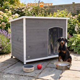 Dog Kennel Grey By Cozy Pet Xl Size Insulated Wooden Puppy Kennels House Dk01Xl-Grey - thumbnail 8