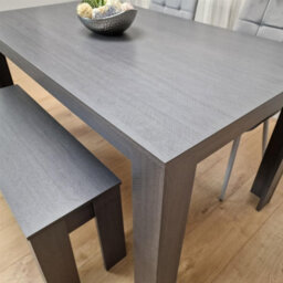 Kosy Koala Modern Dark Grey Dining Table Set With 2 Grey Velvet Chairs And 1 Bench - thumbnail 4