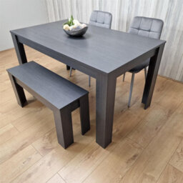 Kosy Koala Modern Dark Grey Dining Table Set With 2 Grey Velvet Chairs And 1 Bench - thumbnail 3