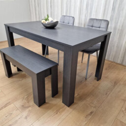 Kosy Koala Modern Dark Grey Dining Table Set With 2 Grey Velvet Chairs And 1 Bench - thumbnail 2