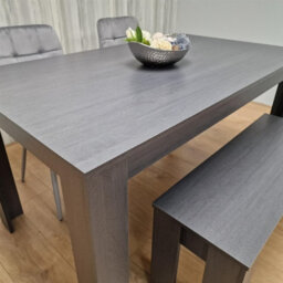 Kosy Koala Modern Dark Grey Dining Table Set With 2 Grey Velvet Chairs And 1 Bench - thumbnail 8