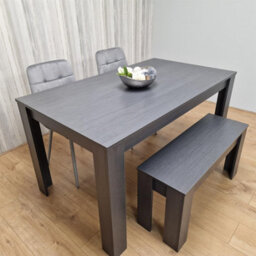 Kosy Koala Modern Dark Grey Dining Table Set With 2 Grey Velvet Chairs And 1 Bench - thumbnail 7