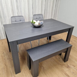 Kosy Koala Modern Dark Grey Dining Table Set With 2 Grey Velvet Chairs And 1 Bench - thumbnail 6