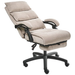 Beliani Executive Chair With Footrest Eaton Chenille Beige - thumbnail 4
