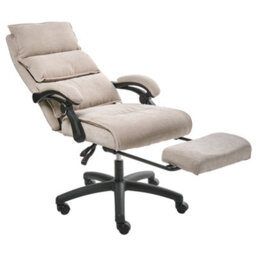 Beliani Executive Chair With Footrest Eaton Chenille Beige - thumbnail 6