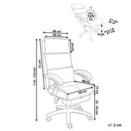Beliani Executive Chair With Footrest Eaton Chenille Beige - thumbnail 3