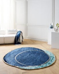 Beliani Rug Kanrach Navy Blue 200 X 200 Cm Viscose - thumbnail 2
