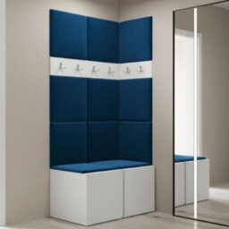 Anteroom Set Orion I White Shoe Cabinet Hangers Blue Panels
