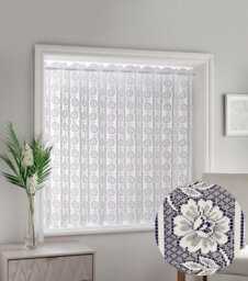 "Tyrone Textiles White Floral Textured Voile Louvre Vertical Pleated Window Blind Panel - 72"" X 72"""