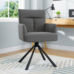 Thehotsale Grey Modern Upholstered Swivel Armchair With Legs 94Cm H - thumbnail 2
