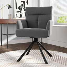 Thehotsale Grey Modern Upholstered Swivel Armchair With Legs 94Cm H - thumbnail 1