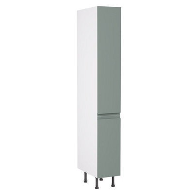 Kitchen Kit Sage Green Matt J-Pull Door Larder Tall Unit Cabinet Handleless Soft Close Drawers Flatpack - 300X2120mm - image 1