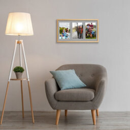 AK Frames 40X20Cm Oak Sleek Multi Photo Frame With Silver Mount - Holds 3 Apertures (3X) 6X4 Photos - thumbnail 3