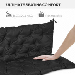 Outsunny 3 Seater Garden Bench Cushion Outdoor Seat Pad With Ties Black - thumbnail 5