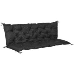 Outsunny 3 Seater Garden Bench Cushion Outdoor Seat Pad With Ties Black - thumbnail 2