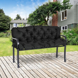 Outsunny 3 Seater Garden Bench Cushion Outdoor Seat Pad With Ties Black - thumbnail 1
