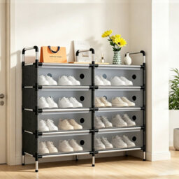 5  Tier Cabinet Storage Organiser Shoe Rack Stand Holder W/ Dust-Proof Cover - thumbnail 3