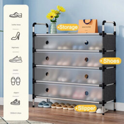 5  Tier Cabinet Storage Organiser Shoe Rack Stand Holder W/ Dust-Proof Cover - thumbnail 4