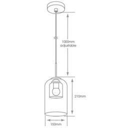 FNX Bathrooms Danube E27 Ip44 Contemporary Pendant Light With Clear & Smoky Double Glass Shade And Adjustable Flex - thumbnail 2