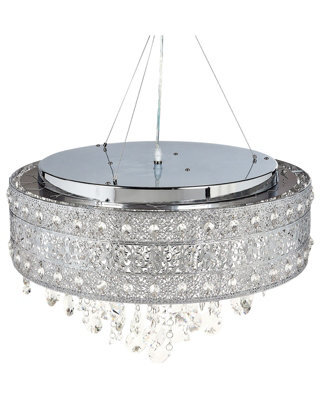 Wyld And Coco Crystal Chandelier Pendant Lamp, Chrome Silver Finish, W50 X D50 X Adjustable H Up To 120Cm - image 1