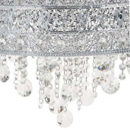 Wyld And Coco Crystal Chandelier Pendant Lamp, Chrome Silver Finish, W50 X D50 X Adjustable H Up To 120Cm - thumbnail 5