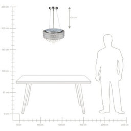 Wyld And Coco Crystal Chandelier Pendant Lamp, Chrome Silver Finish, W50 X D50 X Adjustable H Up To 120Cm - thumbnail 7
