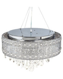 Wyld And Coco Crystal Chandelier Pendant Lamp, Chrome Silver Finish, W50 X D50 X Adjustable H Up To 120Cm - thumbnail 1