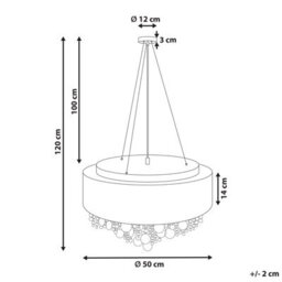 Wyld And Coco Crystal Chandelier Pendant Lamp, Chrome Silver Finish, W50 X D50 X Adjustable H Up To 120Cm - thumbnail 3