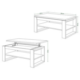 Heze Furniture Nuo Lift Top Coffee Table Contemporary Style - Brown Oak & Black Matt - thumbnail 7