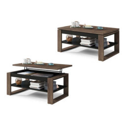 Heze Furniture Nuo Lift Top Coffee Table Contemporary Style - Brown Oak & Black Matt - thumbnail 6