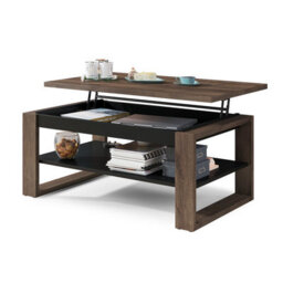 Heze Furniture Nuo Lift Top Coffee Table Contemporary Style - Brown Oak & Black Matt - thumbnail 5