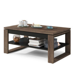 Heze Furniture Nuo Lift Top Coffee Table Contemporary Style - Brown Oak & Black Matt - thumbnail 4