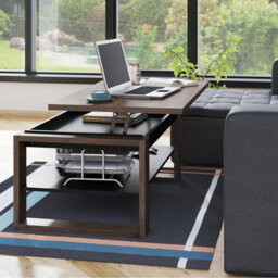 Heze Furniture Nuo Lift Top Coffee Table Contemporary Style - Brown Oak & Black Matt - thumbnail 3