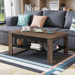Heze Furniture Nuo Lift Top Coffee Table Contemporary Style - Brown Oak & Black Matt