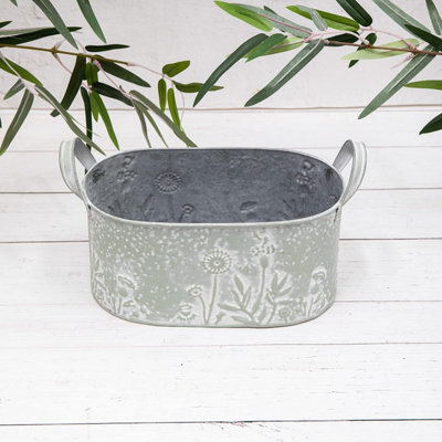 Sage Green Oval Floral Planters (9182 ) - Small - image 1