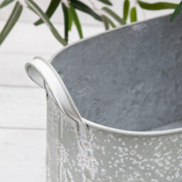 Sage Green Oval Floral Planters (9182 ) - Small - thumbnail 2