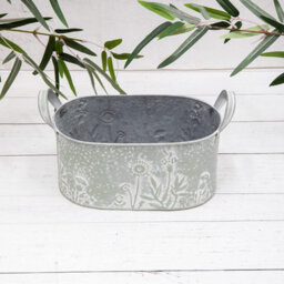 Sage Green Oval Floral Planters (9182 ) - Small - thumbnail 1