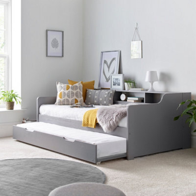 Bedmaster Tyler Grey Guest Bed And Trundle With Orthopaedic Mattresses - image 1