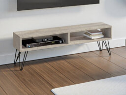 Impact Furniture Tv Cabinet Media Unit Industrial Hairpin Pin Metal Leg Grey Oak Effect Mr - thumbnail 1