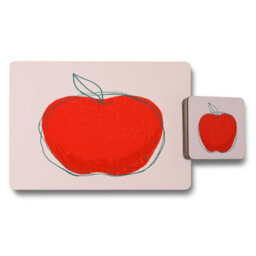 Benjamin Tate Design Placemat And Coaster Set With Wood Base And Designer Apple Artwork Exclusive Edition - thumbnail 1