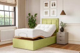 Grand Motion Smart Electric Adjustable Bed Set With Mattress And Headboard, Cream