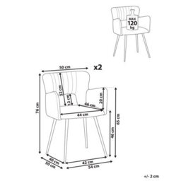 Beliani Set Of 2 Dining Chairs Sanilac Velvet Taupe - thumbnail 3