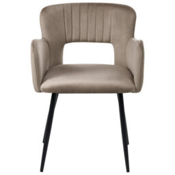Beliani Set Of 2 Dining Chairs Sanilac Velvet Taupe - thumbnail 5