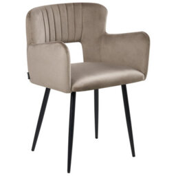 Beliani Set Of 2 Dining Chairs Sanilac Velvet Taupe - thumbnail 4