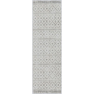 Livabliss Roma-Modern White Grey Charcoal Living Dining Bedroom Rug 80 X 220 Cm Easy Care, Non Shedding - image 1