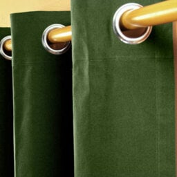 Homescapes Cotton Plain Dark Olive Green Ready Made Eyelet Curtain Pair, 137 X 228 Cm - thumbnail 3