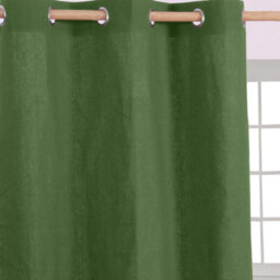 Homescapes Cotton Plain Dark Olive Green Ready Made Eyelet Curtain Pair, 137 X 228 Cm - thumbnail 2