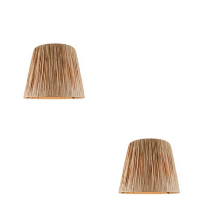 Loops Set Of 2 Handcrafted 32Cm Raffia Lamp Shades For Elegant Home Lighting - image 1