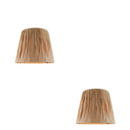 Loops Set Of 2 Handcrafted 32Cm Raffia Lamp Shades For Elegant Home Lighting - thumbnail 1